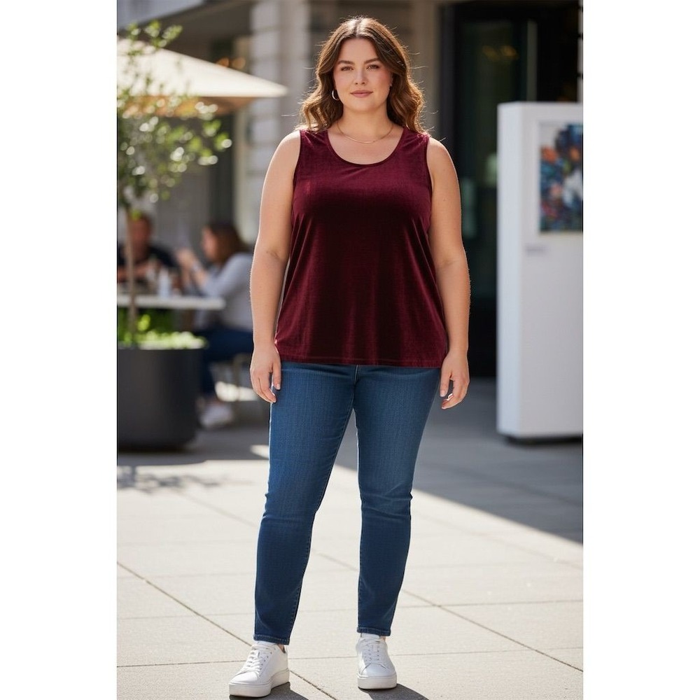 John Mark Plus Size Red Velvet Scoop Neck Sleeveless Tank Top no tags 22/24 luxe